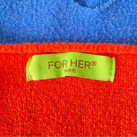 BUNDLE of Two Bright Colors Blue Orange V-Neck Sweaters Size M - Picture 7 of 10